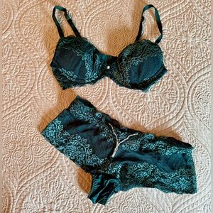 Green Lace Underwire Bra & underwear set by European designer Vova